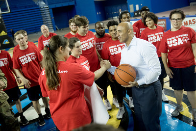 Ambassador Yousef Al Otaiba joined members of Special Olympics USA's basketball and table tennis teams who will be attending the World Games in Abu Dhabi in drills and other activities.