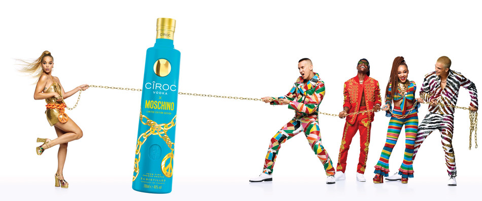 The CÃŽROC X Moschino LIMITED EDITION BOTTLE launches at Milan Fashion as part of the playful collaboration (PRNewsfoto/Ciroc Vodka)