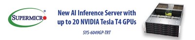 수퍼마이크로, 4U 내에 20개까지의 엔비디아 테슬라 T4 액셀러레이터가 탑재된 AI 추론 최적화 신제품 GPU 서버 발표