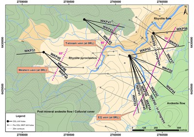 Figure 1: Plan View of geology and distribution of known veins at WKP (CNW Group/OceanaGold Corporation)