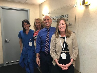 (L-R: Courtney Trebing, ESNY Director of Nursing; Teresa Chaisson, PE Director of Clinical Support, Physicians Endoscopy; Assemblymember Harvey Epstein (NY-74); Helen Lowenwirth, ESNY Administrator)