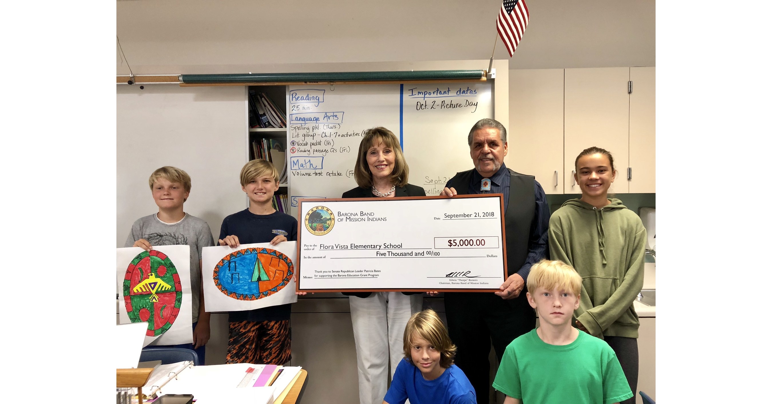 Barona Band Of Mission Indians Awards Flora Vista Elementary School