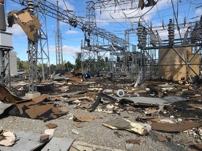 Damage at Hydro One’s Merivale Transmission Station (CNW Group/Hydro One Inc.)