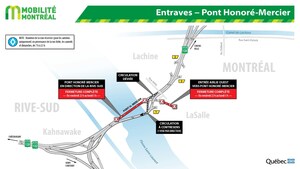 Pont Honoré-Mercier entre Montréal et Kahnawake - Fermetures partielles de fins de semaine cet automne à compter du 5 octobre 2018