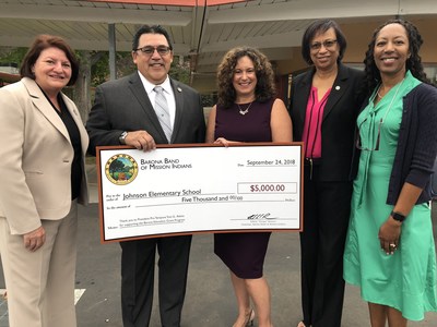 The Barona Band of Mission Indians has awarded students and teachers at Henry C. Johnson Elementary School in San Diego a $5,000 Barona Education Grant.