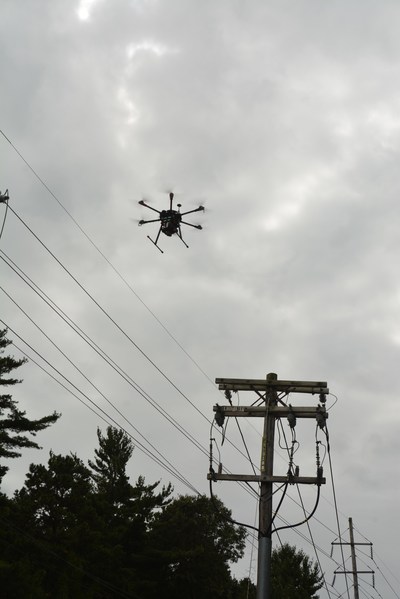 PSEG Long Island uses drone to inspect the electric transmission and distribution system in Brentwood, NY.