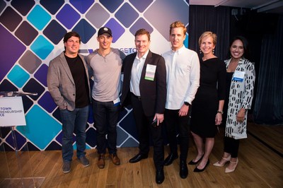 Georgetown Entrepreneurship Alliance Awardees Celebrate - Doug Bouton, President & COO, Halo Top Creamery, Jake DeCicco, Co-founder & COO KITU Super Coffee, GEA President Peter Mellen, Luke Schoenfelder, Founder & CEO, Latch, Lynn Margherio, Founder & CEO, Cradles to Crayons, Luisa Santos, Founder, Lulu's Ice Cream