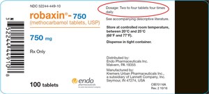 Endo Pharmaceuticals Issues Voluntary Nationwide Recall for Two Lots of Robaxin® 750mg Tablets 100 Count Bottle Packs Due to Incorrect Daily Dosing Information on Label