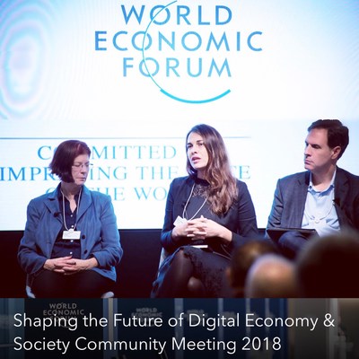 Dr. Mariana Dahan speaking at the World Economic Forum's 