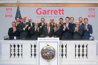 Garrett President and CEO Olivier Rabiller opens trading at the New York Stock Exchange by ringing the opening bell with the company's senior leadership team.