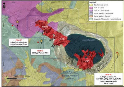 Figure 1 – McCoy-Cove highlight drill intercept locations (CNW Group/Premier Gold Mines Limited)
