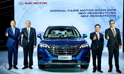 Zeng Qinghong, Chairman of GAC Group, Zhang Qingsong, Vice President of GAC Group, Yu Jun, President of GAC Motor and Zhang Fan, Vice President of GAC R&D Center at the press conference with the all-new GAC Motor’s GS5 SUV