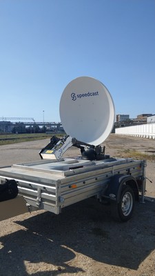 The VR7 quick-deploy, auto-point antenna mounted to a trailer. The VR7 quick-deploy, auto-point antenna mounted to a trailer.