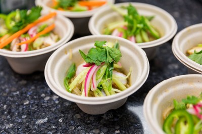 Sodexo's made to order Noodle/Zoodles Bowls featuring Pho and Savory Mushroom Broths, one of over 200 new Plant-Based recipes available across hundreds of university, healthcare and corporate services accounts nationwide.
