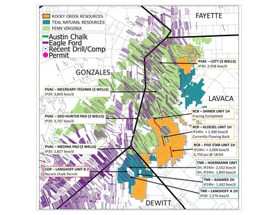 Map of Rocky Creek Resources Acreage Position