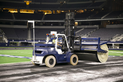 Hellas Construction SoftTop® Convertible Turf System installation at AT&T Stadium.