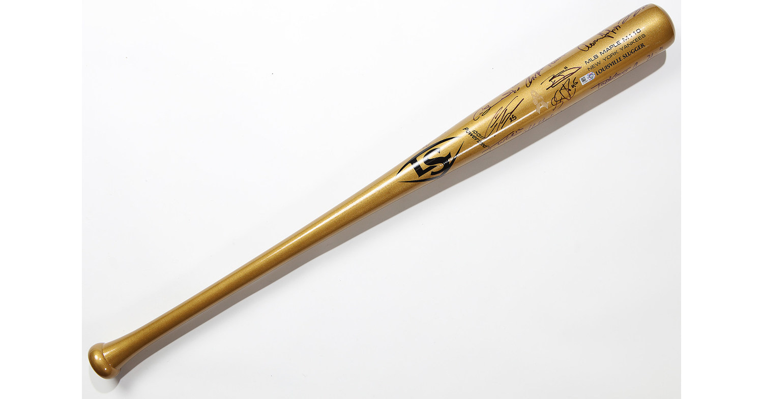 31 MLB® & MLB Signed Gold Louisville Slugger® Bats Auctioned For Stand Up To