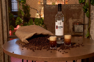 Nothing goes to waste when making the Ketel Espresso – even the sacks from the coffee beans are reused to make these table tops. (PRNewsfoto/Ketel One)