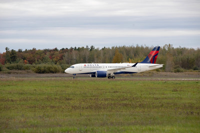 Delta Air Lines` first A220 lands in Mirabel, Québec after completing its maiden flight (CNW Group/Airbus)