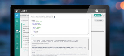 Arria’s NLG Studio makes the best of Arria’s technology available in one robust, easy-to-use tool. NLG Studio gives developers and non-developers alike access to the proven rules-based linguistic capabilities and software architecture that Arria uses to build enterprise-level NLG systems for its global clients.