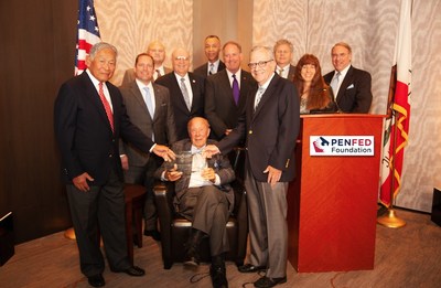 PenFed Foundation Board of Directors and executives present Secretary George Shultz with the Selfless Service award.