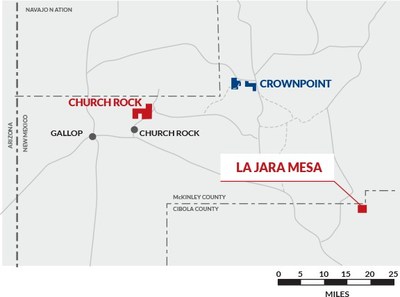 Figure 1: Laramide Resources Ltd. Projects in New Mexico, USA: Churchrock Uranium Project, Crownpoint Uranium Properties and La Jara Mesa Uranium Project. (CNW Group/Laramide Resources Ltd.)
