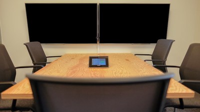 PanaCast-enabled Zoom Rooms used in a huddle room inside Uber's offices.