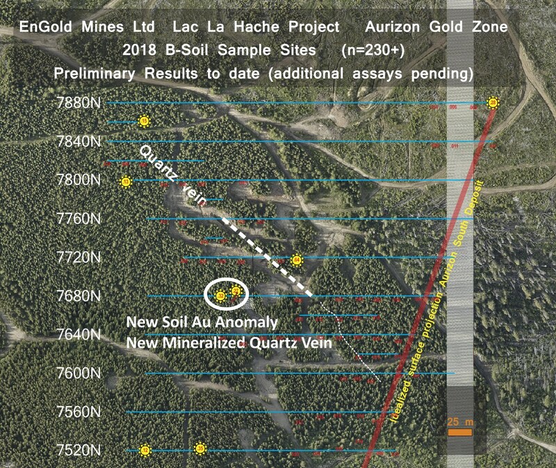 Location of new quartz vein near Aurizon Gold Deposit, Lac La Hache Property, BC. (CNW Group/Engold Mines Ltd.)