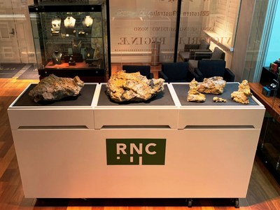 Figure 4:  Gold specimen stones from the Beta Hunt Mine on display at the Perth Mint. (CNW Group/RNC Minerals)
