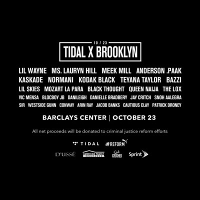 众多明星将在第四届年度TIDAL X: Brooklyn演唱会上为美国刑事司法改革发声