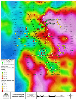 Tulox Gold Project Drillhole Locations (CNW Group/Sable Resources Ltd.)