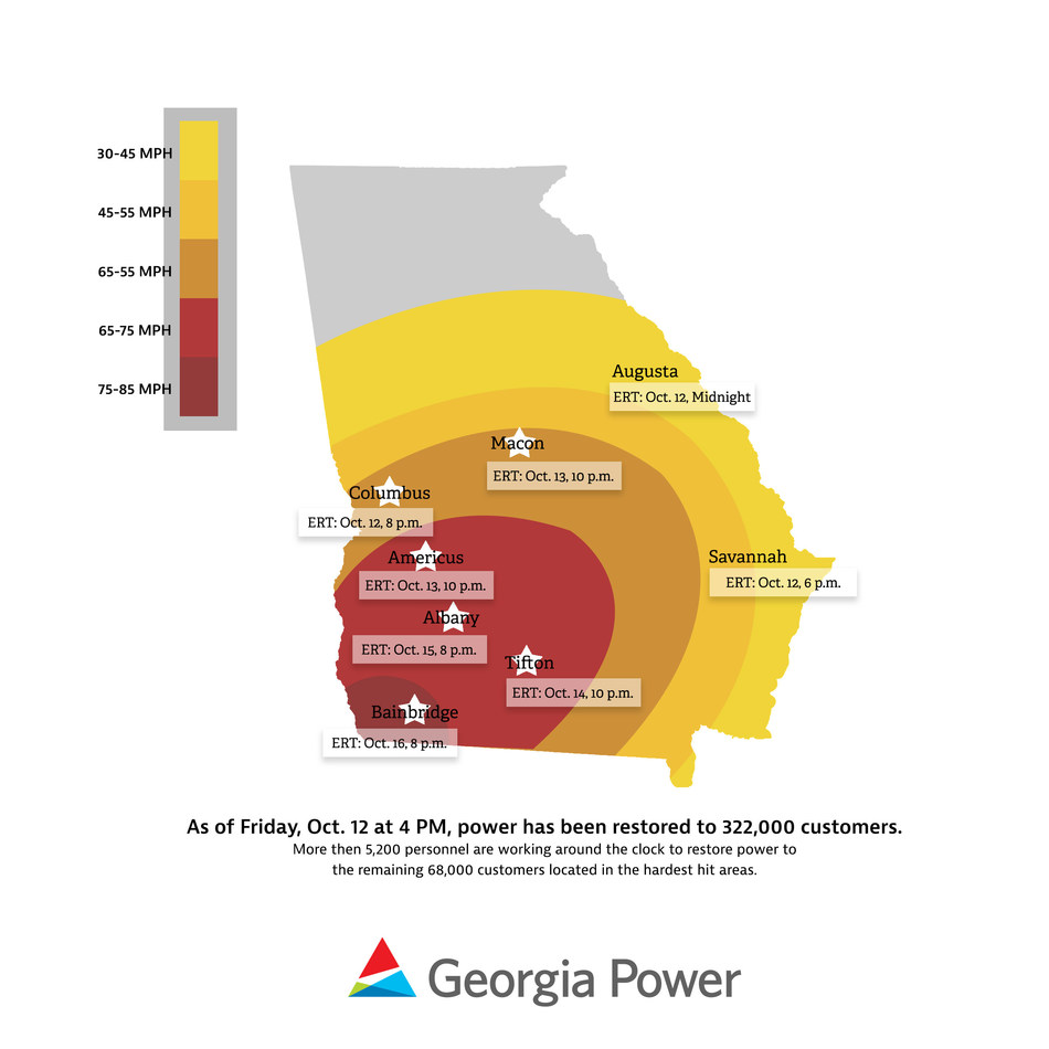 Georgia Power Updates Estimated Restoration Times Following