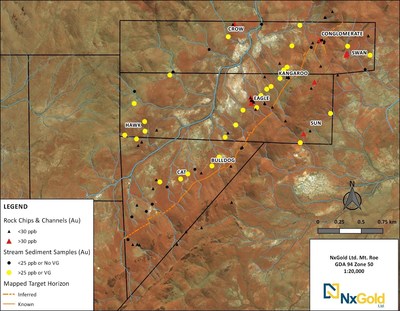 Figure 1: Prospect locations of the Mt. Roe Gold Project (Sholl tenement). (CNW Group/NxGold Ltd.)