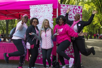 Avon Representatives and employees (left to right: Natasha Isma, Marie Benoit-Wilcox, Michelle Jozwicki, Jaselle Trancoso, and Orenthia Ricketts) show their Avon pride at the American Cancer Society Making Strides Against Breast Cancer walk in New York City's Central Park on October 14.