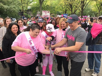 Team Avon cuts the ribbon to kick off the Making Strides Against Breast Cancer Walk in Central Park. Pictured left to right, Avon Representatives Lynn Huber, Fran Gruen, Ann Fritz and Scott White, Chief Executive Officer, New Avon LLC.