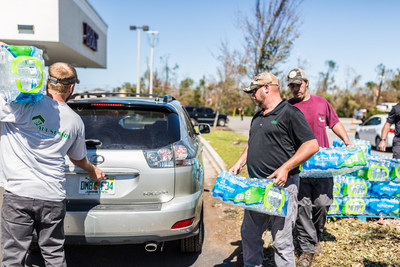 In the aftermath of Hurricane Michael, BB&T hands out bottled water to the community at its Panama City, Florida, branch on Saturday, Oct. 13.
