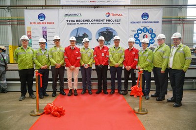 McDermott held a first steel-cutting ceremony at its fabrication yard in Batam, Indonesia, to mark the commencement of fabrication for the Tyra Redevelopment project. (PRNewsfoto/McDermott International, Inc.)