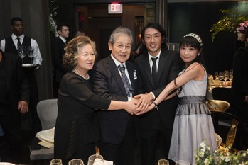 Left to right: Princess Kyung-soo Lee, Crown Prince Yi Seok, Crown Prince Andrew Lee, Princess Nana Lee. Yi Seok named Andrew Lee the new crown prince of Korea during a Passing of the Sword ceremony on Oct. 6, 2018.