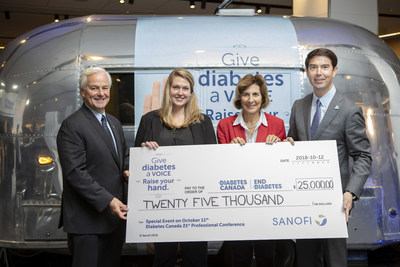 Left to Right: Russell Williams – Vice President, Government Relations and Public Policy, Diabetes Canada; Michelle Woll – Senior Manager, Corporate Development, Diabetes Canada; Mary Ann Azzarello – Vice President, Fund Development, Diabetes Canada; Michael Mullette -  President, Sanofi Canada (CNW Group/Sanofi Canada)