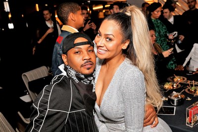 Carmelo and La La Anthony attend a launch party for the new line of men's skin care, Lumiere de Vie Hommes.