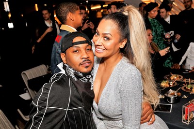 Carmelo and La La Anthony attend a launch party for the new line of men's skin care, Lumiere de Vie Hommes. (PRNewsfoto/Lumiere de Vie Hommes®)