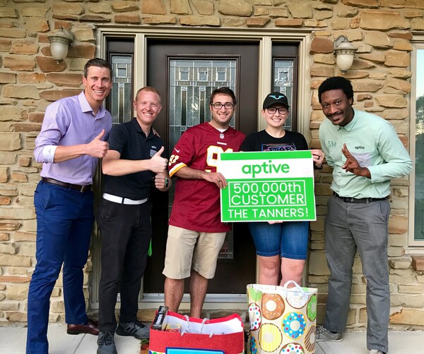 Aptive Environmental, a front-runner in the pest control services industry, celebrates a major milestone with its 500,000th customer Jeffery and Carlie Tanner.