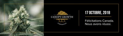 Flicitations Canada. Nous avons russi. (Groupe CNW/Canopy Growth Corporation)