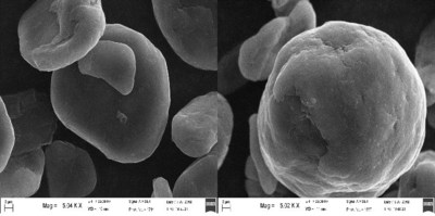 Figure 1 - SEM image of spheronised graphite particles (CNW Group/Leading Edge Materials)