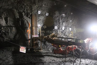 Figure 1- Diamond drill set up, underground in A Zone, targeting Father’s Day Vein area (CNW Group/RNC Minerals)