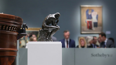 Sotheby's annual sales of Modern & Contemporary Art held alongside the prestigious FIAC art fair in Paris concluded with a total of nearly $38 million, a more than 50% increase over the same sales a year ago. The series of auctions was led by outstanding cast of Auguste Rodin's iconic 'Penseur, Petit modèle', which sold for $2.8 million.