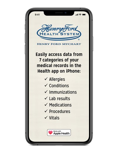 Henry Ford patients can enroll through the “Health Records” section of Apple’s Health app.