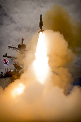 The Republic of Korea navy destroyer Seoae Ryu Seong-ryong (DDG 993) launches a Raytheon SM-2 missile during a previous exercise. The missile is an integral part of layered defense that protects the world’s important naval assets and gives navies a greater reach in the battlespace.