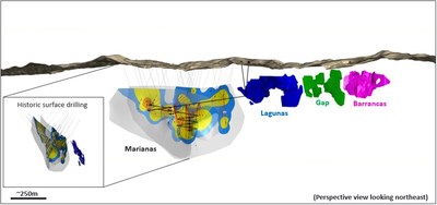 Figure 1 Marianas Zone located down-plunge of Lagunas (CNW Group/Premier Gold Mines Limited)