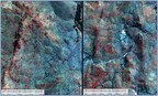 Figure 6. Tip of the Spear. Mount Roe Basalt showing resistant, steep edges (left). Further down the 10 km spearhead, the Mount Roe silicified edges are still prominent. Note the drainage dissection winding across the spear (right). This will assist stratigraphic sampling at surface. (CNW Group/Pacton Gold Inc.)